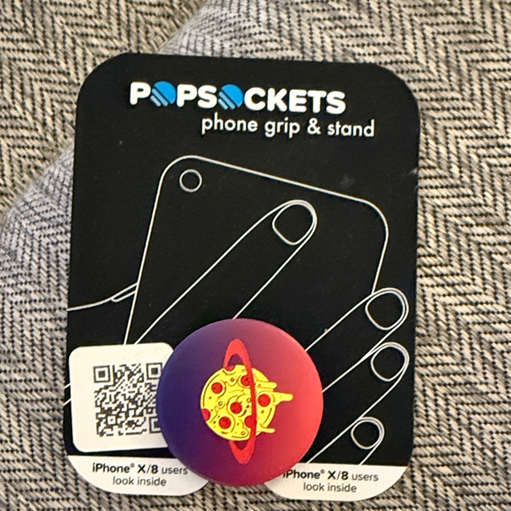 PopSocket Phone Grip - Purple and Red with Yellow Pizza Design
